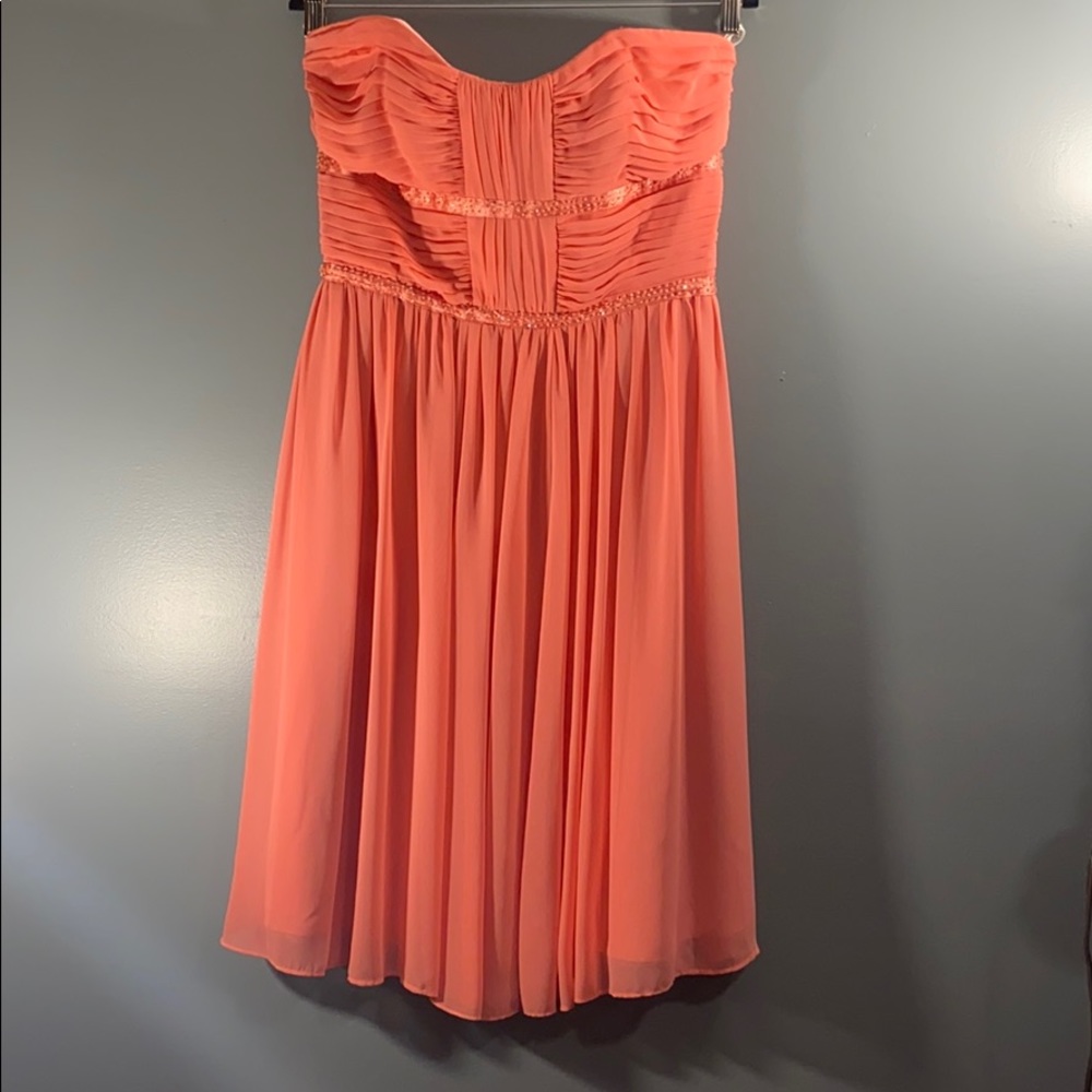 Coral strapless dress